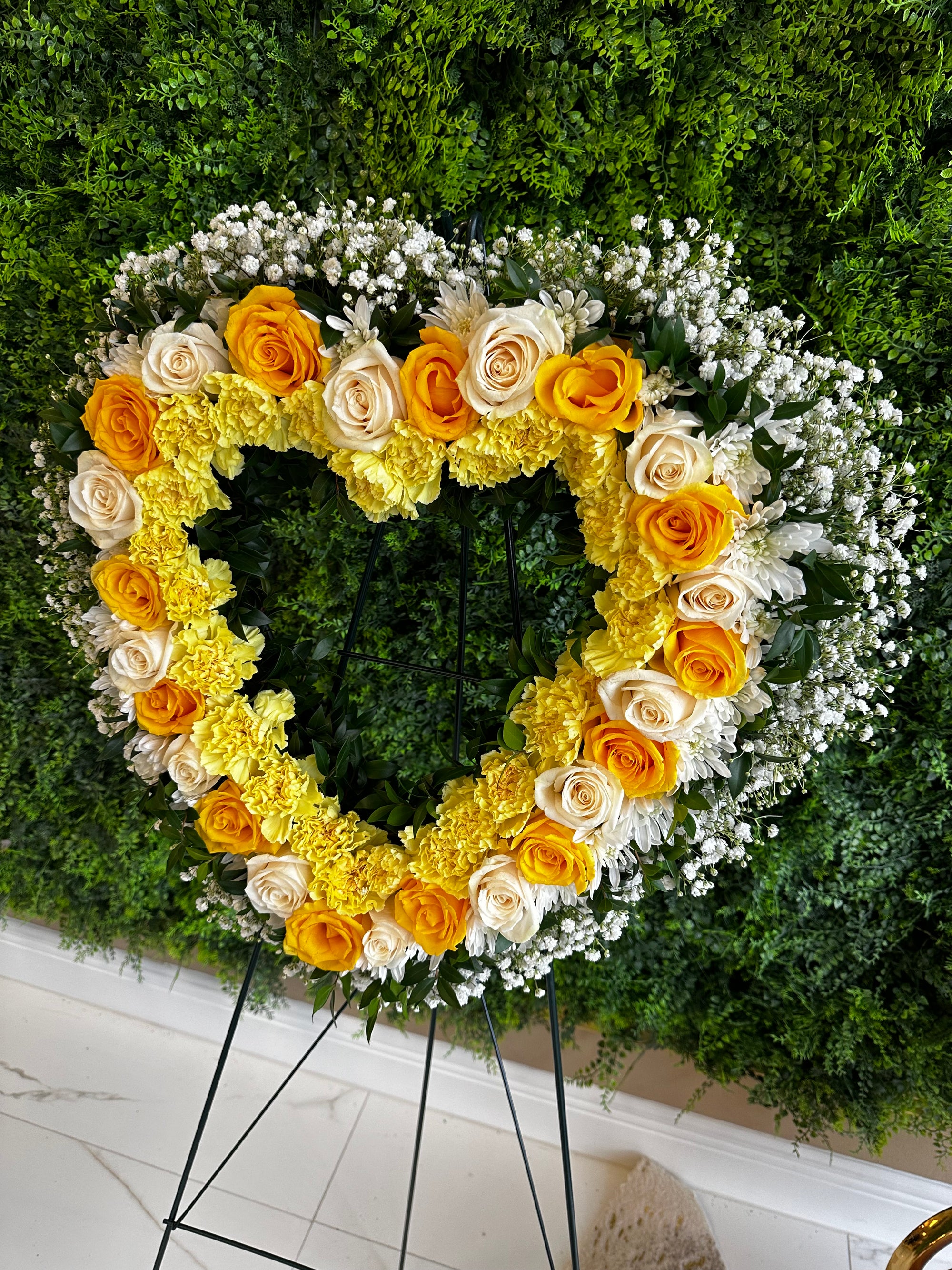 rose garden heart spray Heart Sympathy Standing Spray