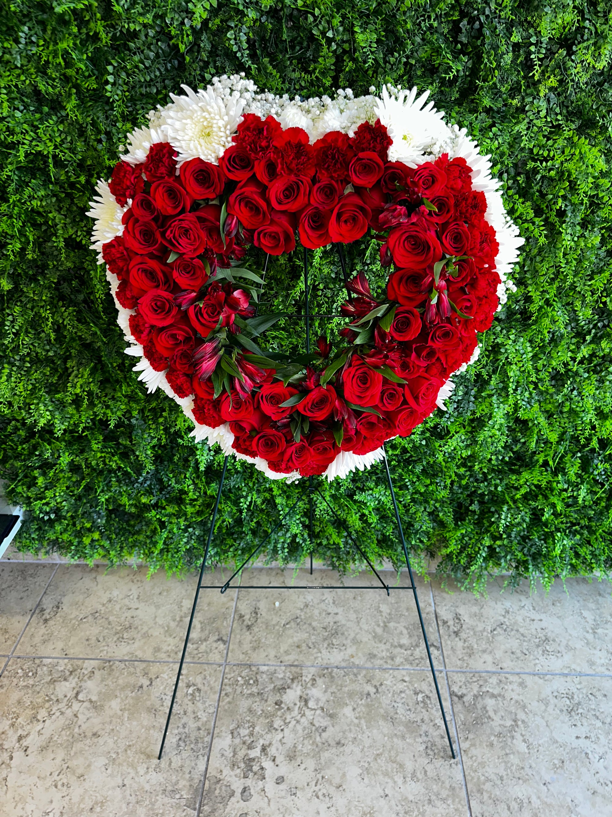 rose garden heart spray Heart Sympathy Standing Spray