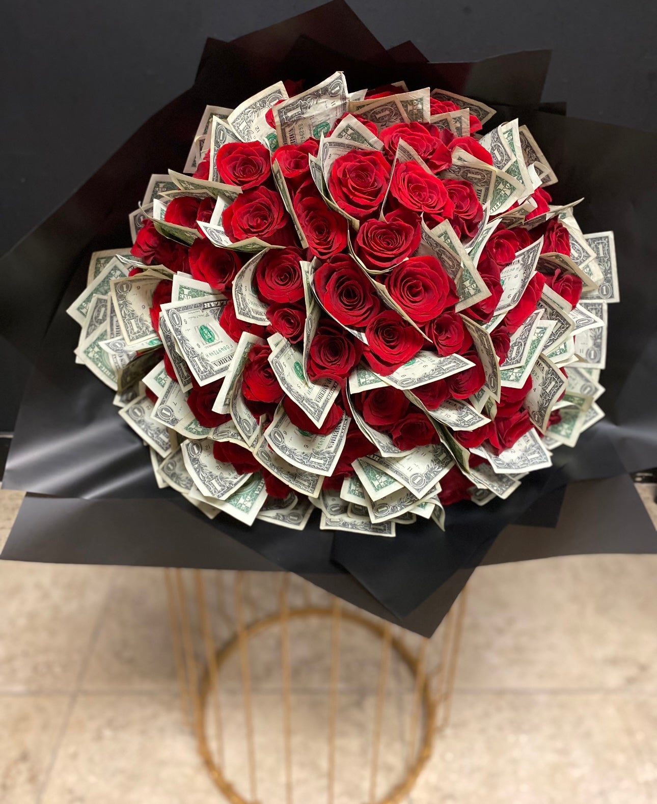 Love rose money flower bouquet - $520 Money Jumbo rose